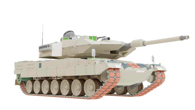 Tanque do exército leopardo 2a4 tanque principal para unidades blindadas de infantaria e cavalaria com renderização em 3d de fundo branco