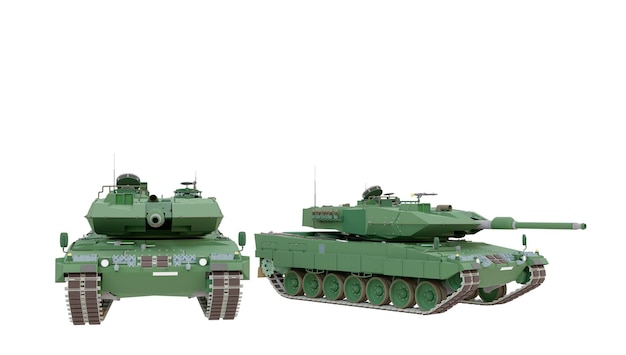 Tanque del ejército leopard 2a4 tanque principal para unidades blindadas de infantería y caballería con renderizado 3d de fondo blanco