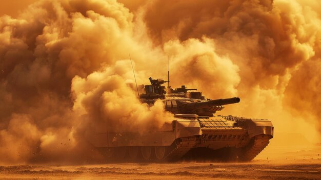 Foto el tanque emite una columna de humo