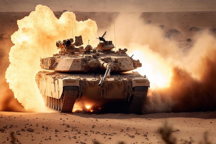 Tanque m1 abrams golpeado por explosión