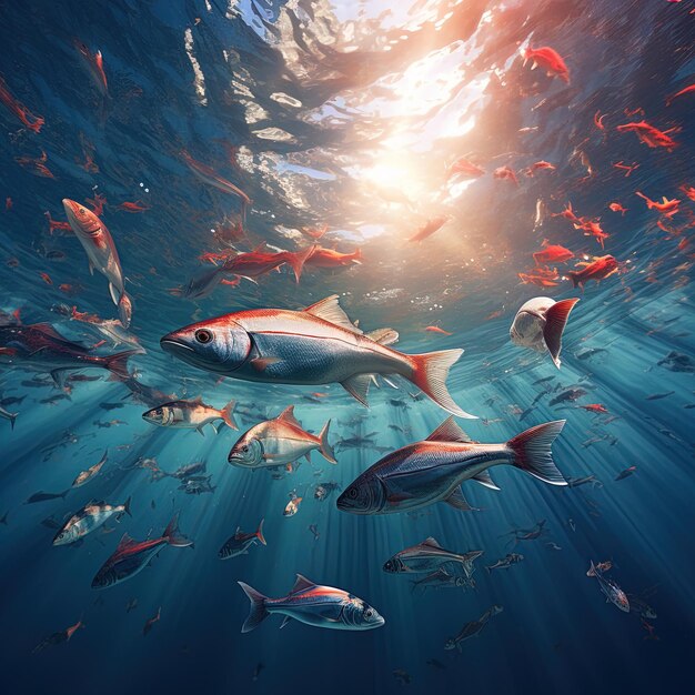 un tanque de peces con peces nadando en el agua