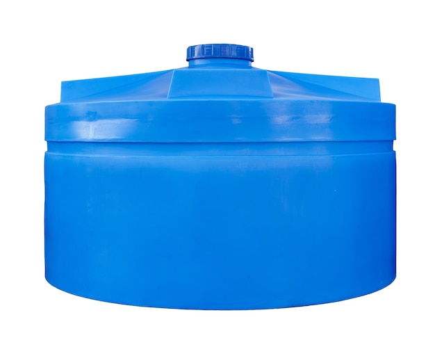 Foto tanque de plástico enorme para agua aislado en blanco