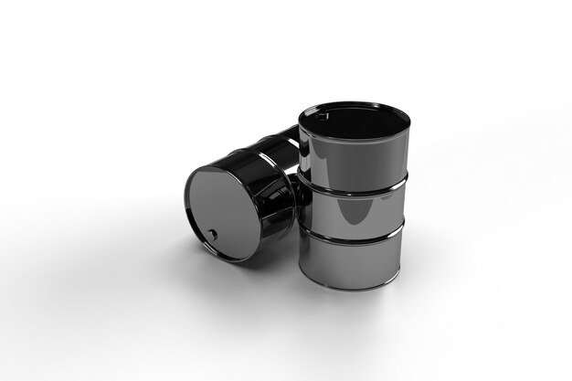 Tanque Tambor metálico de acero Estación petróleo crudo color negro energía líquida energía gasolina diesel recursos fósiles tubería tecnología negocio riqueza dinero precio beneficio comercio fábrica crisis3D Render