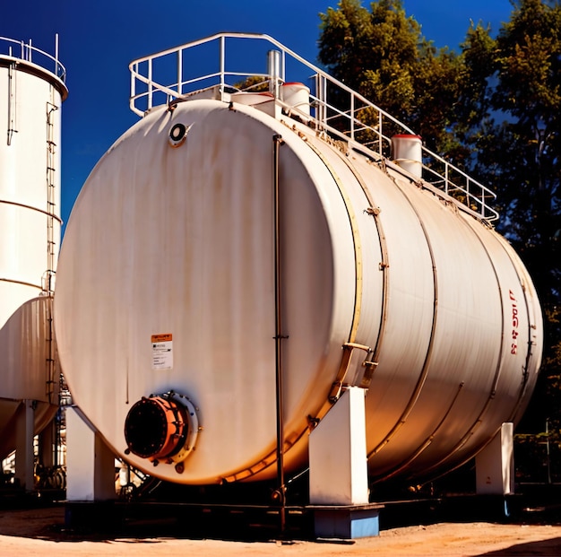 Foto tanques de almacenamiento químico industrial para líquidos en una planta de almacén de fábrica