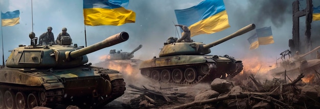 Tanques de guerra Soldados da Ucrânia IA generativa