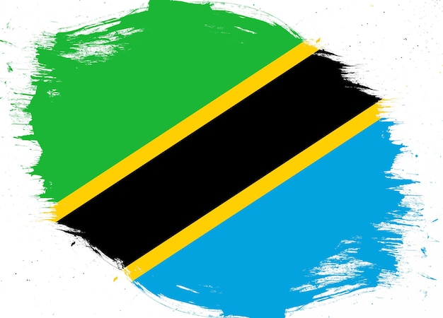 Tansania-Flagge auf beunruhigtem Grunge-Bürstenhintergrund