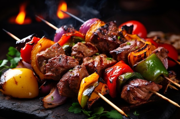 Tantalizing Shish Kebab con IA generativa de verduras