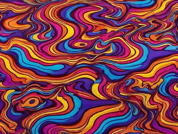 Tanz in psychedelischen Wellen, lebendige Farbwellen, die die Realität in einer ekstatischen Symphonie verwandeln.