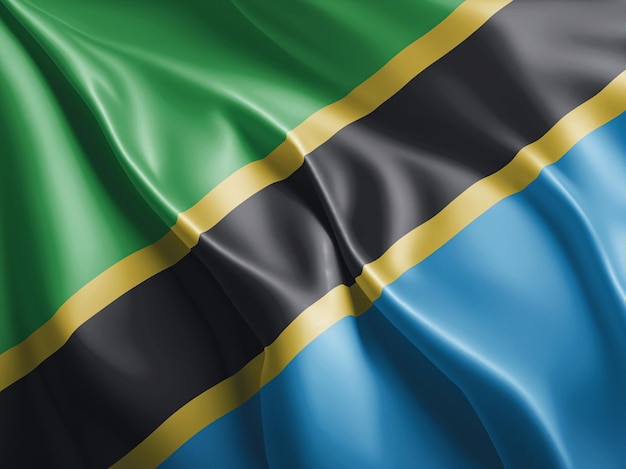 Tanzanias Flagge fladdert und winkt