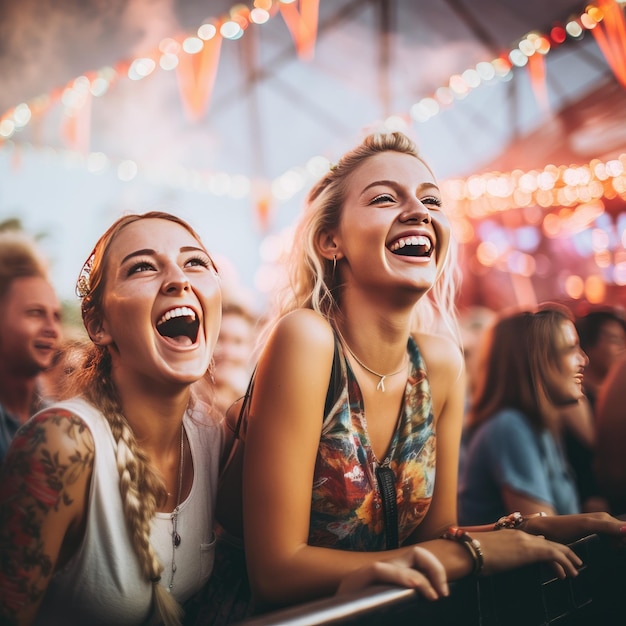 Tanzen mit Freunden beim Sommerfest auf einer Party mit generativer KI