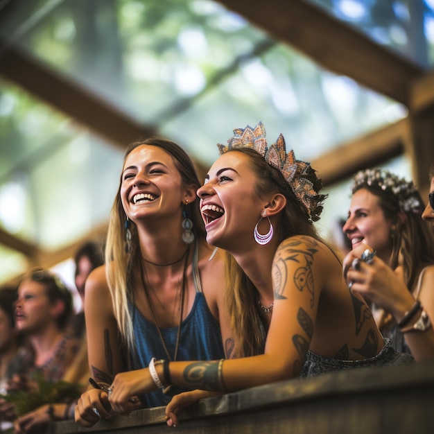 Tanzen mit Freunden beim Sommerfest auf einer Party mit generativer KI