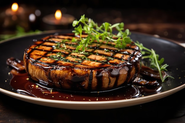 Tapa de champiñones portobello asados con glaseado balsámico