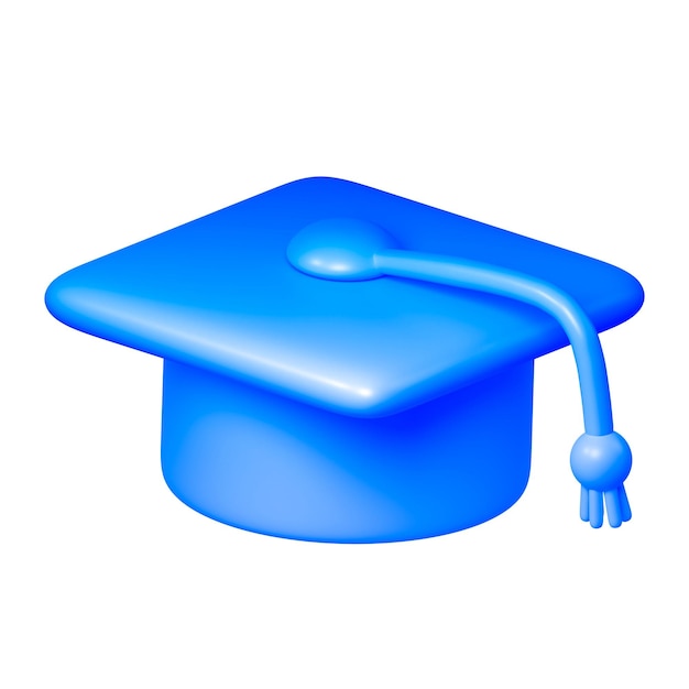 tapa de graduación azul png icona pegatina 3D renderización de fondo transparente