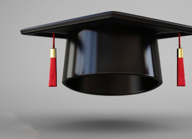 Foto tapa de graduación con borla de oro aislado sobre fondo blanco.