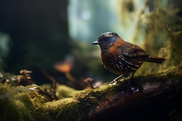 Foto tapaculo de cinturón oxidado en un entorno forestal natural