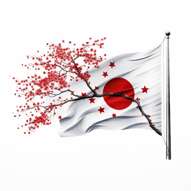 Foto tapete der japanischen flagge mit weißem hintergrund hoch