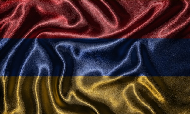 Tapete durch Armenien-Flagge und wellenartig bewegende Flagge durch Gewebe