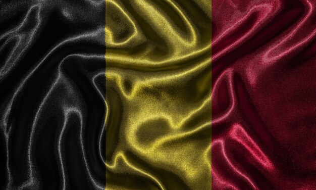 Tapete durch Belgien-Flagge und wellenartig bewegende Flagge durch Gewebe.