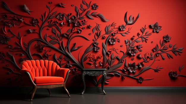 Tapete eines luxuriösen rötlich gefärbten Salons
