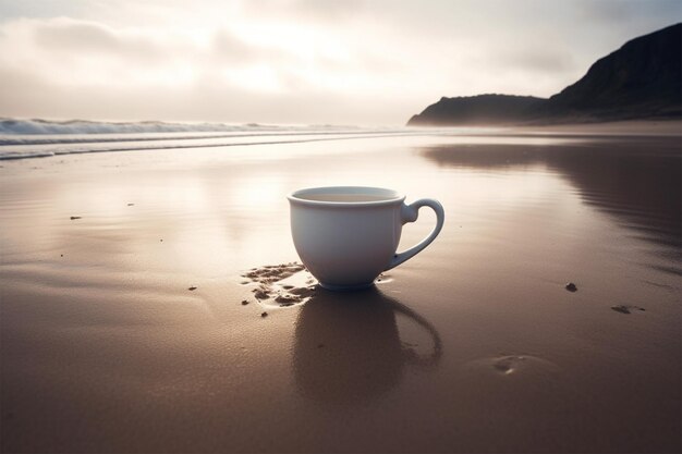 Foto tapetenbecher ozean sandküste minimalismus