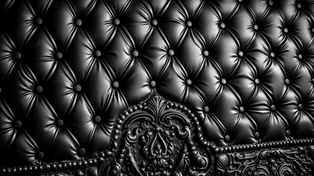 Una tapicería de cuero negro con un patrón de calaveras.