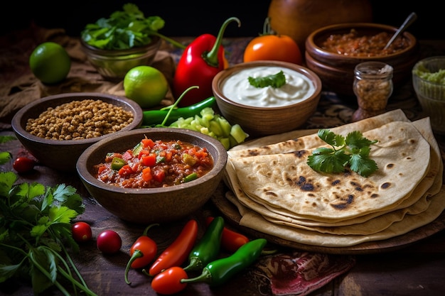 Foto una taqueria tradicional mexicana con un menú de tacos burritos y quesadillas