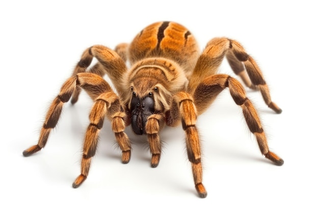 Tarantula Poecilotheria regalis isolada em um pano de fundo branco Um close de uma tarântula regalis em um w...