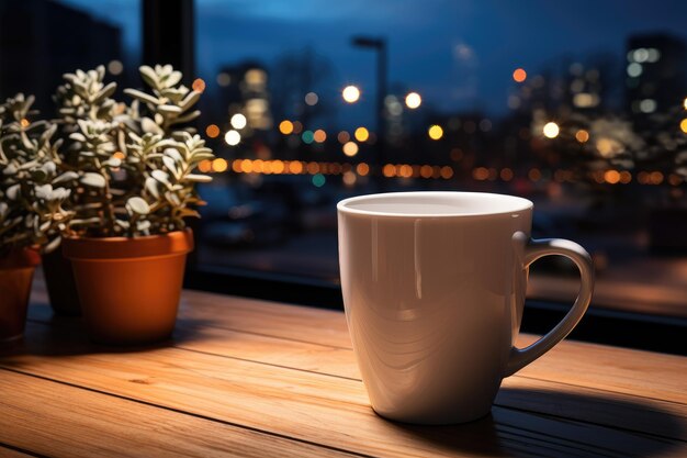 una tarde en la oficina con una taza de café fotografía publicitaria profesional