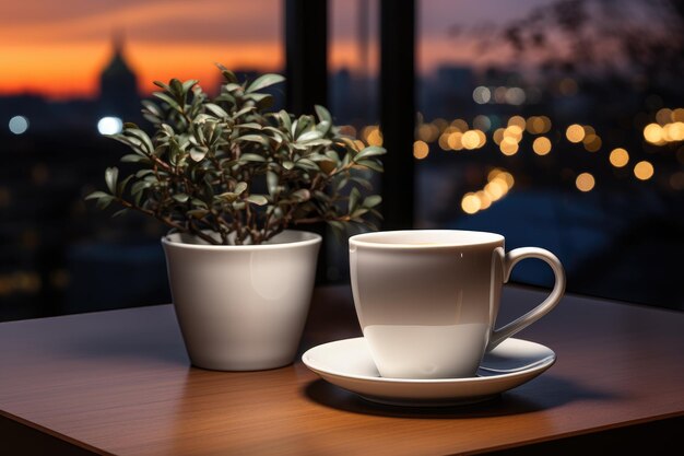 una tarde en la oficina con una taza de café fotografía publicitaria profesional