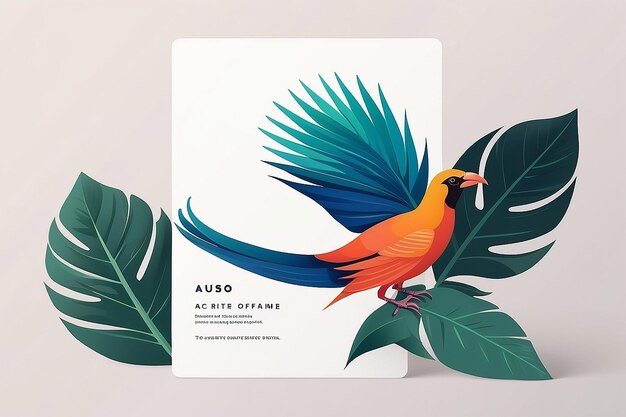 Tarjeta de afirmación con una ilustración minimalista del pájaro del paraíso IA generativa