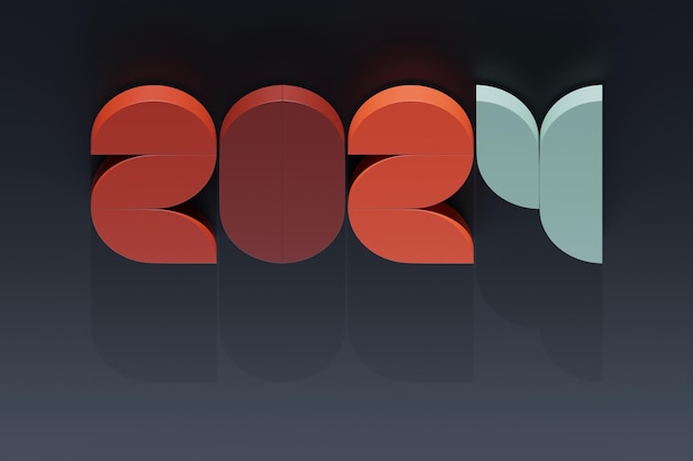 Tarjeta de año nuevo 2024 con número de año realista 3d sobre fondo negro Ilustración 3D Figuras volumétricas 2024 en un espacio angular para texto para saludos de Año Nuevo Banner corporativo de Año Nuevo