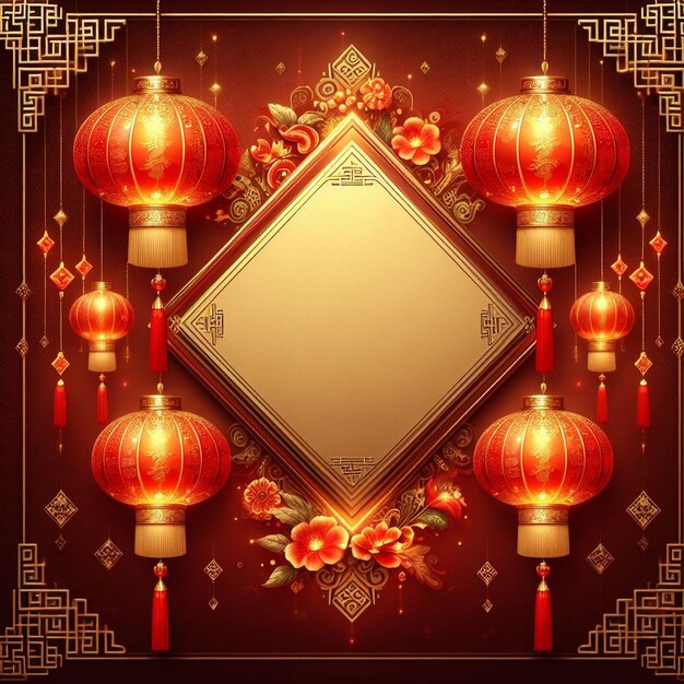 Tarjeta de Año Nuevo Chino brillante Fondo de Año Nuevo Chino Papeles de pared chinos