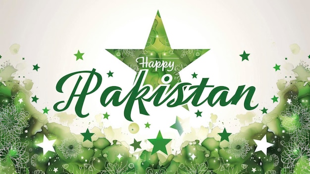 Tarjeta conceptual del día de Pakistán con el texto Feliz Día de Pakistán