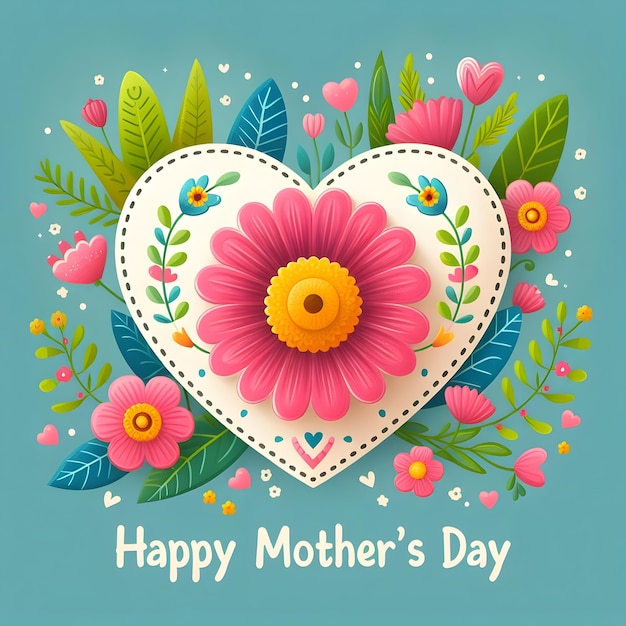una tarjeta con un corazón que dice feliz día de la madre