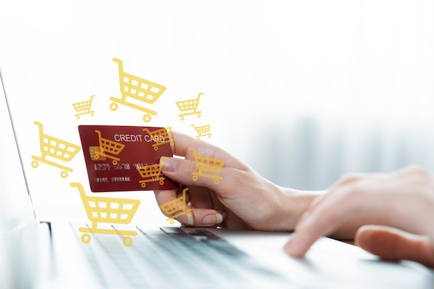 Tarjeta de crédito del cliente con interfaz holográfica inventario de compras cybercash