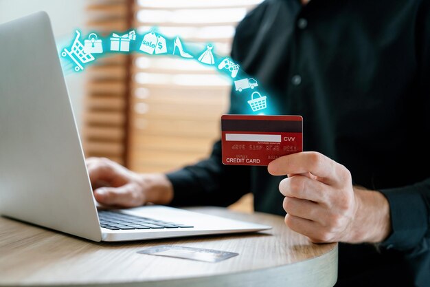 Tarjeta de crédito del cliente con interfaz de holograma inventario de compras Cybercash