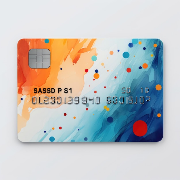 Foto tarjeta de crédito de color diseñada en un fondo blanco ia generativa