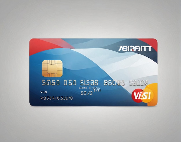 una tarjeta de crédito con un diseño azul y rojo