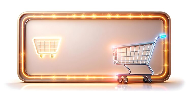 Foto tarjeta de crédito flotante 3d marco de carrito de compras brillante para promociones de cyber monday ingenio de diseño limpio