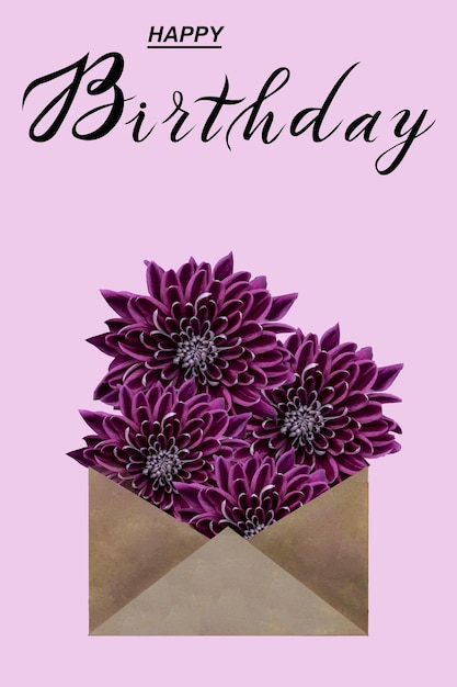 Tarjeta de cumpleaños con flores para una mujer o una niña