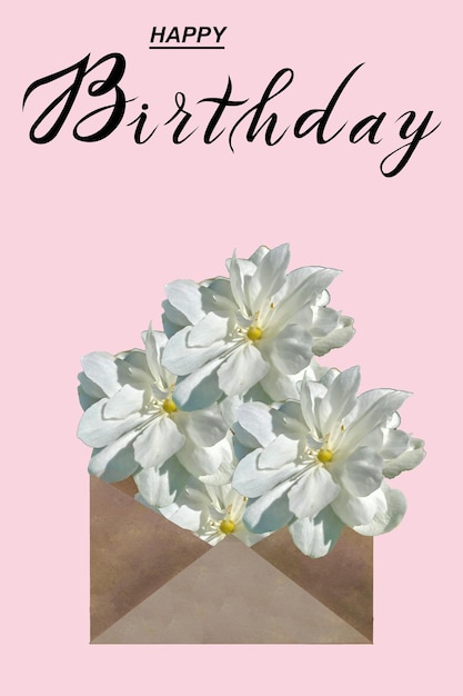 Tarjeta de cumpleaños con flores para una mujer o una niña