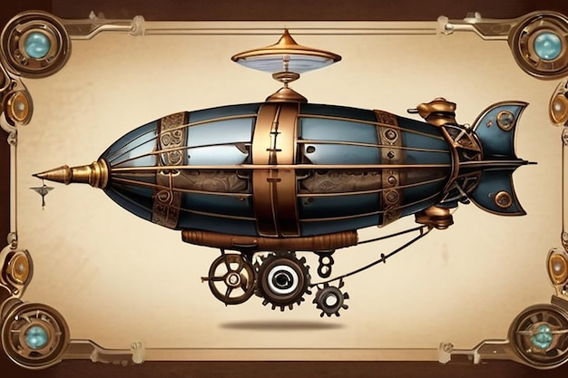 Tarjeta de cumpleaños Steampunk Airship