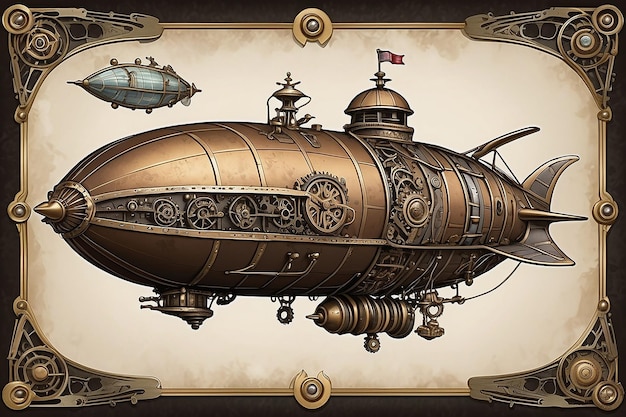 Tarjeta de cumpleaños Steampunk Airship