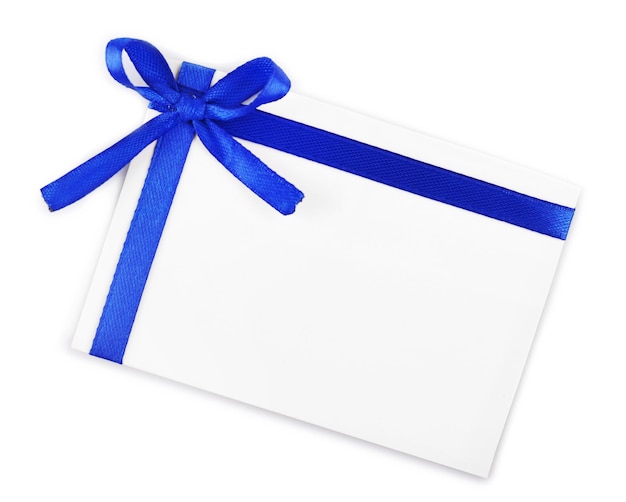 Tarjeta decorada con lazo aislado en blanco