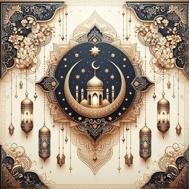 Tarjeta decorativa de la fiesta de Ramadan Kareem