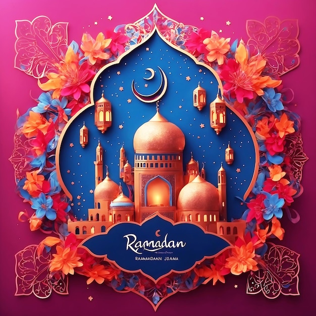Tarjeta Eid Mubarak Ramadán Kareem Mubarak Tarjeta Eid Generativo Ai