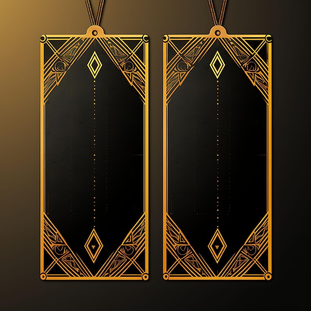 Tarjeta De Etiqueta Con Patrón Egipcio En Forma De Rombo Color Amarillo Dorado Diseño 2D Creativo Antiguo Tradicional
