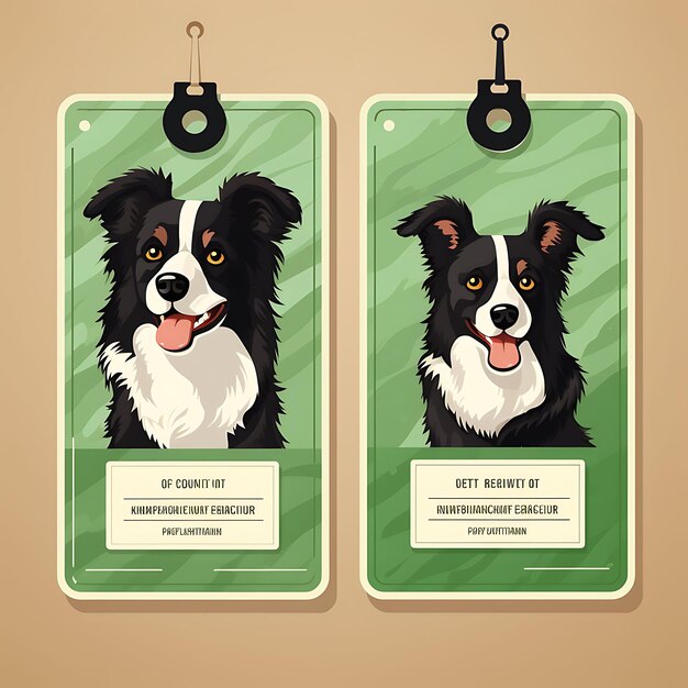 Foto tarjeta de etiqueta de perro border collie información de cría de perros de papel negro tarjeta de colección de diseño vectorial 2d plana
