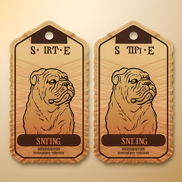 Foto tarjeta de etiqueta de perro sharpei chino cartulina textura arrugada bronceado tarjeta de colección de diseño vectorial 2d plana