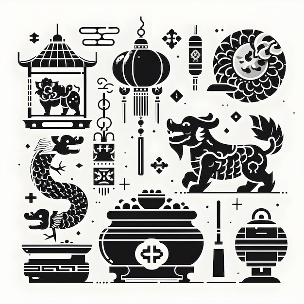 Foto tarjeta de felicitación para el año nuevo chino ilustración vectorial